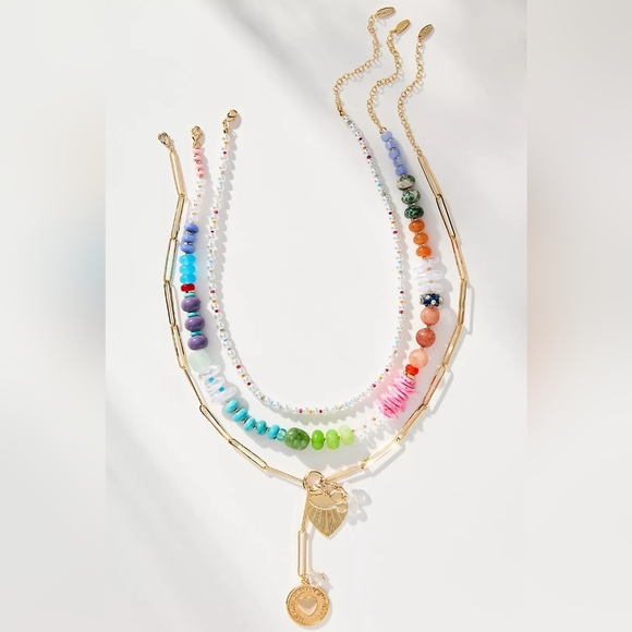 Anthropologie Jewelry - Anthropologie Shades of Sea Layered Necklaces: Charm Edition Lime